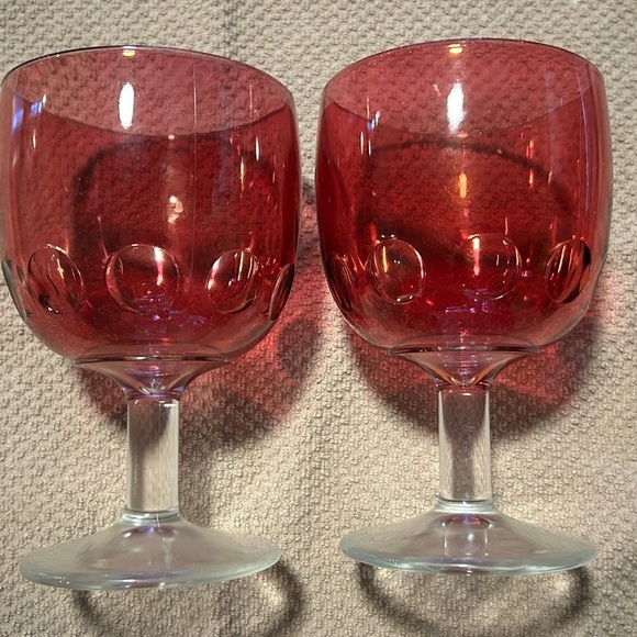 Bartlett Collins Cranberry Ruby Red Goblets set of 2 - Picture 3 of 5